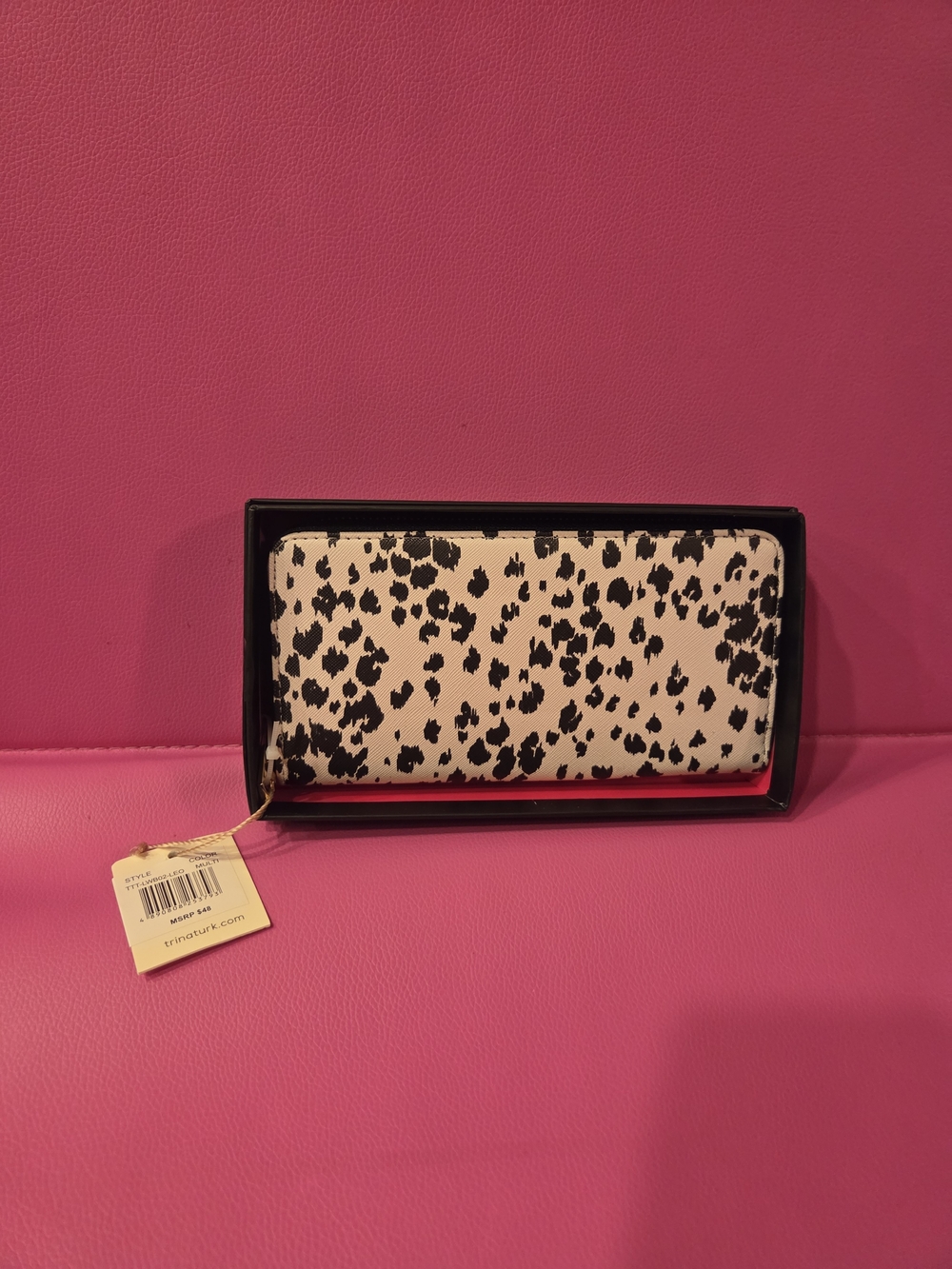 Trina Turk Black & White Spotted Zip Wallet